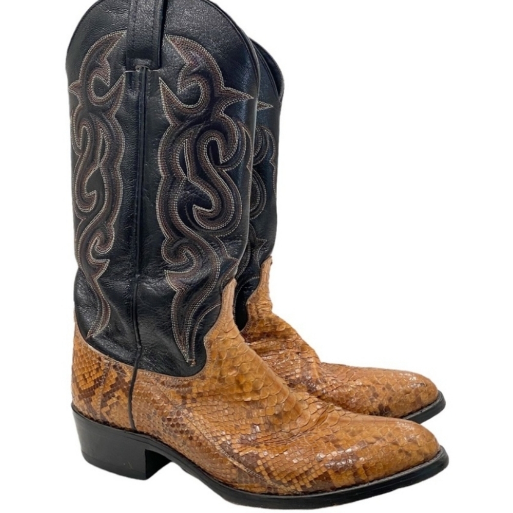 Men's Black and Brown Western Snake Skin Boots